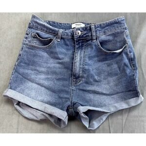 Forever 21 Womens 30 Jean Shorts 27 x 2.5 Blue Denim Medium Wash Mid Rise Cuffed